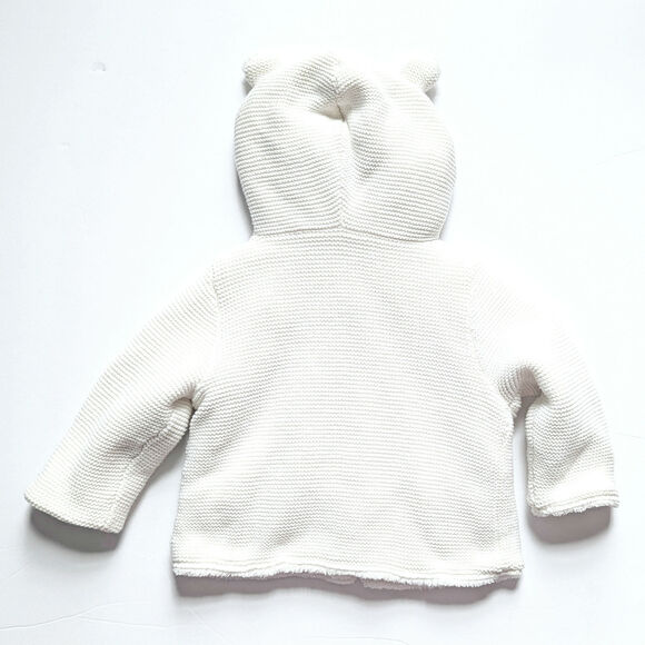 Baby Gap Ivory Sherpa Bear Ears Sweater Cardigan Jacket | Size 12-18 Months - Picture 4 of 9